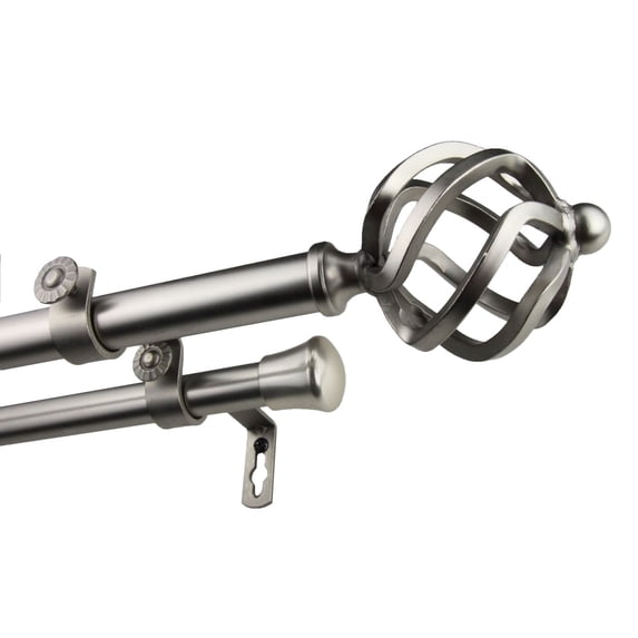 InStyleDesign Torison Adjustable Double Curtain Rod satin nickel 120 to 170 inch
