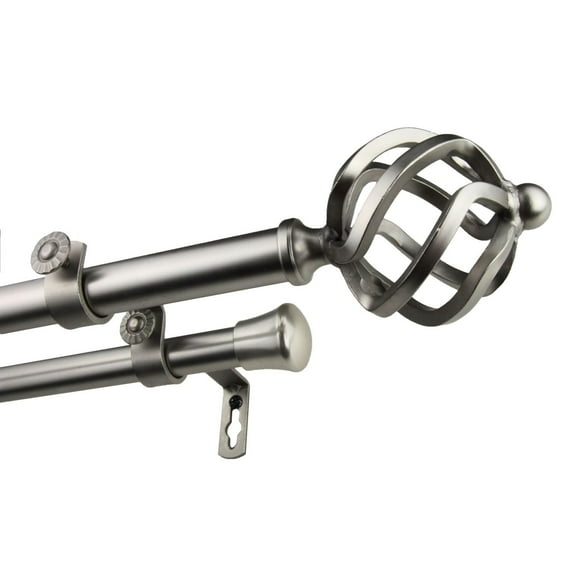 InStyleDesign  Torison Adjustable Double Curtain Rod satin nickel 66 to 120 inch