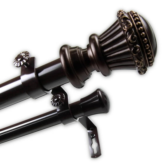 InStyleDesign Trinity 1 inch Diameter Adjustable Double Curtain Rod bronze 48 to 84 inches Bronze Finish