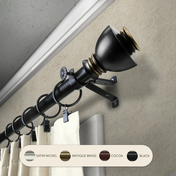 InStyleDesign Tristan Adjustable Curtain Rod Black 120-170 inch