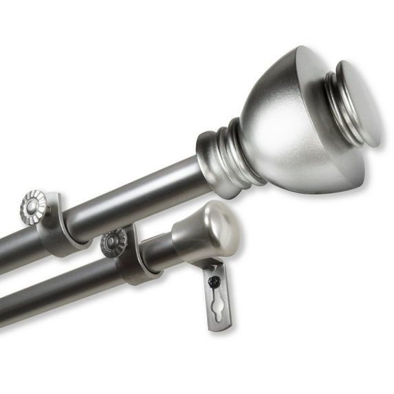 InStyleDesign Tristan Adjustable Double Curtain Rod satin nickel 28-48 Inch