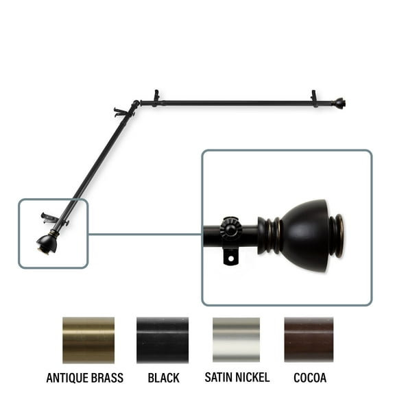 InStyleDesign  Tristan Corner Window Curtain Rod 13/16 inch dia. Black each side 120-170 inches Black Finish