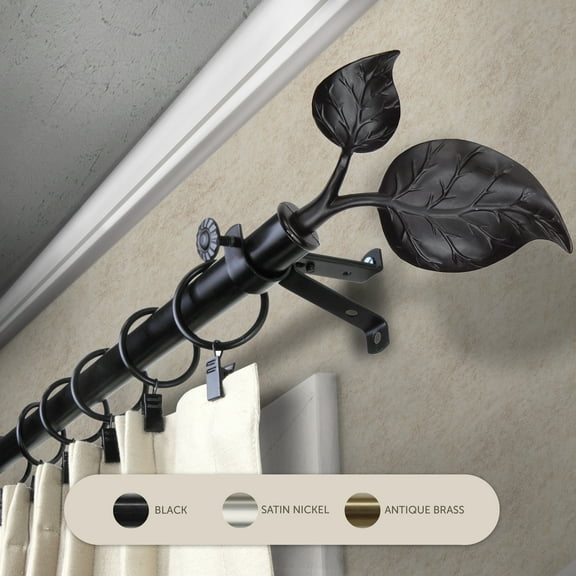 InStyleDesign  Vine Adjustable Curtain Rod Black 120 to 170 inches Black Finish