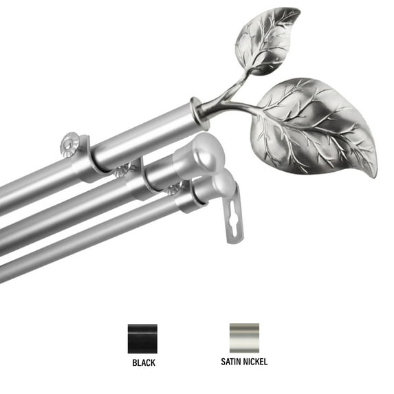 InStyleDesign Vine Triple Curtain Rod 13/16 inch dia. Satin Nickel 28 to 48 inches Silver Finish