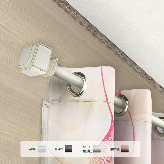 InStyleDesign Xavier 1 inch Diameter Adjustable Curtain Rod White 28 to 48 inches White Finish