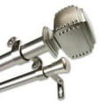 thumbnail image 1 of InStyleDesign  Xavier 1 inch Diameter Adjustable Double Curtain Rod satin nickel 66 to 120 inches Silver Finish, 1 of 4