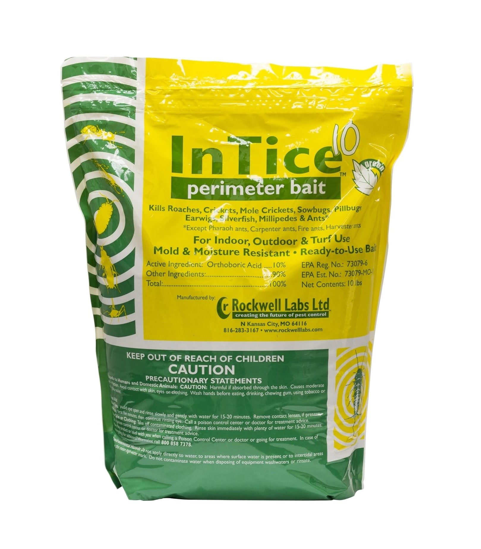 InTice 10 Perimeter Bait - Broad-Spectrum Insect Killer - 10 lb Bag by Rockwell Labs