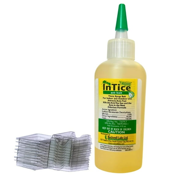 InTice Thiquid Ant Bait, 4 Ounce with 8 USA Supply Bait Trays. Get rid of Bait-Resistant Ants, Controls Wide Range of Ants | USA Supply Pest Identification Card