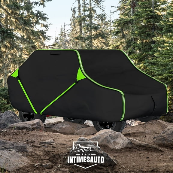 InTimesAuto 125 Inch UTV Cover for Polaris Ranger RZR, Can-Am Defender Maverick Commander, Yamaha Wolverine, Kawasaki Mule, Honda Pioneer, Black 600D Side by Side Cover Protection for 2-3 Seater UTV