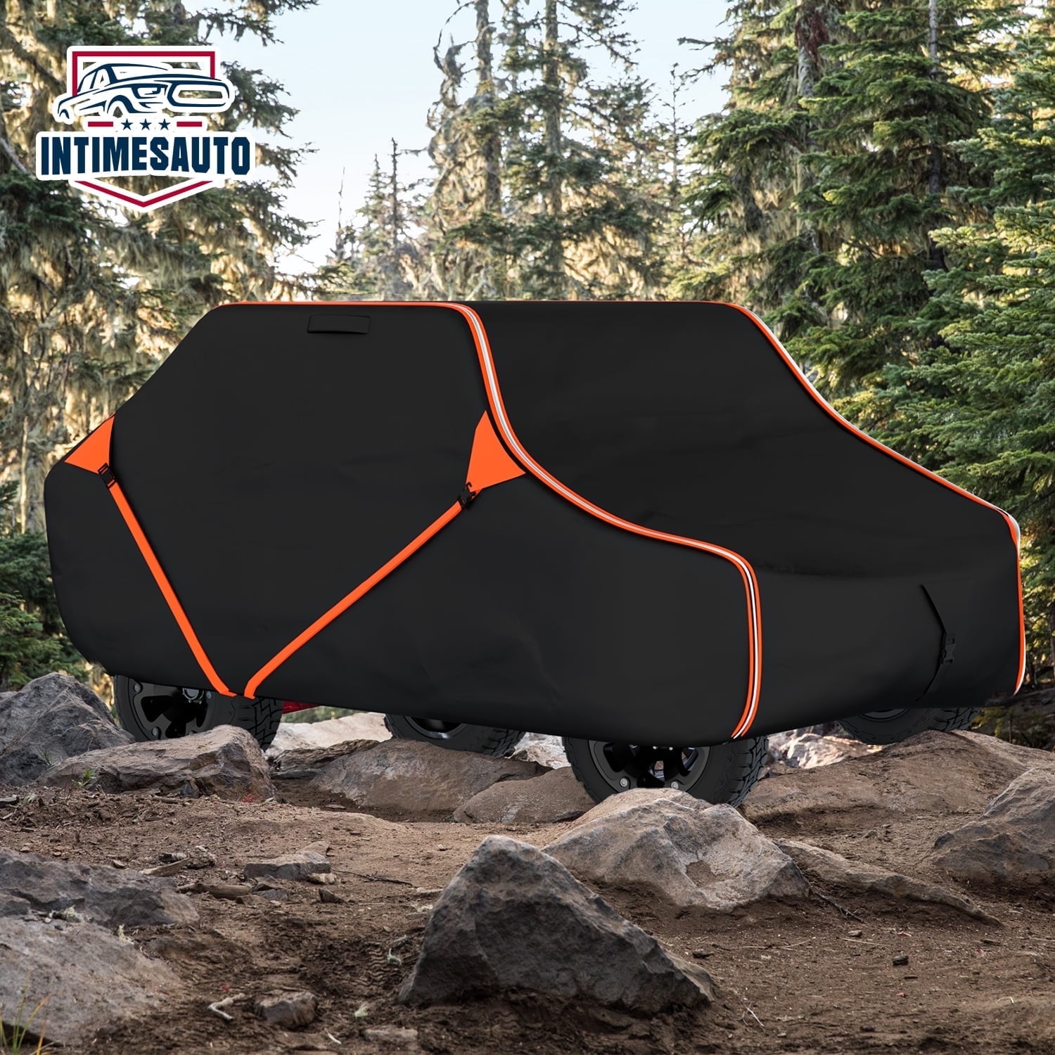 InTimesAuto 153 Inch UTV Cover for Polaris Ranger Crew RZR General 4, Can-Am Defender Maverick Commander Max,Yamaha Wolverine Viking,Kawasaki Mule Pro, Black 600D Cover Protection for 4-6 Seater UTV