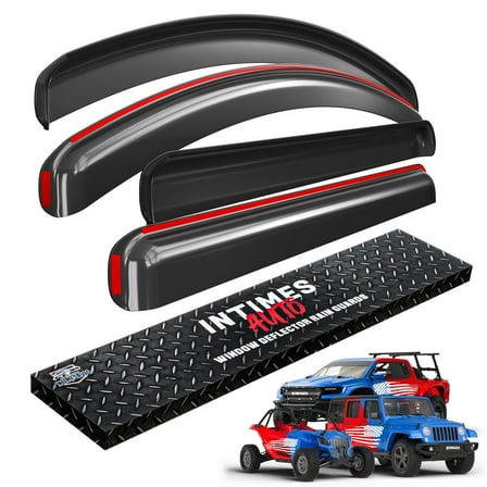 InTimesAuto in-Channel Side Window Rain Guards for 2017-2024 Ford F-250 F-350 Super Duty, 2015-2020 Ford F-150, Gloss Black Window Deflectors Vent Visors, Set of 4 (ONLY FIT SuperCrew Crew Cab).