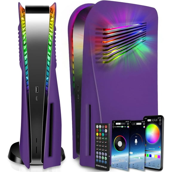 InTrans Console Plate with Vent and RGB LED Light Strip for PlayStation 5, Purple