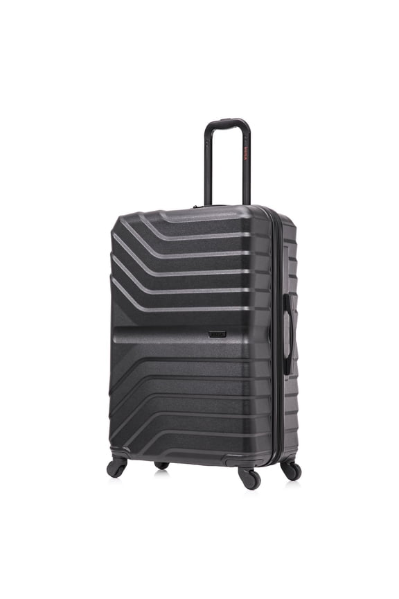 AURUM 28" Hardside Lightweight Checked Luggage with Spinner Wheels, Handle and Trolley, Black
