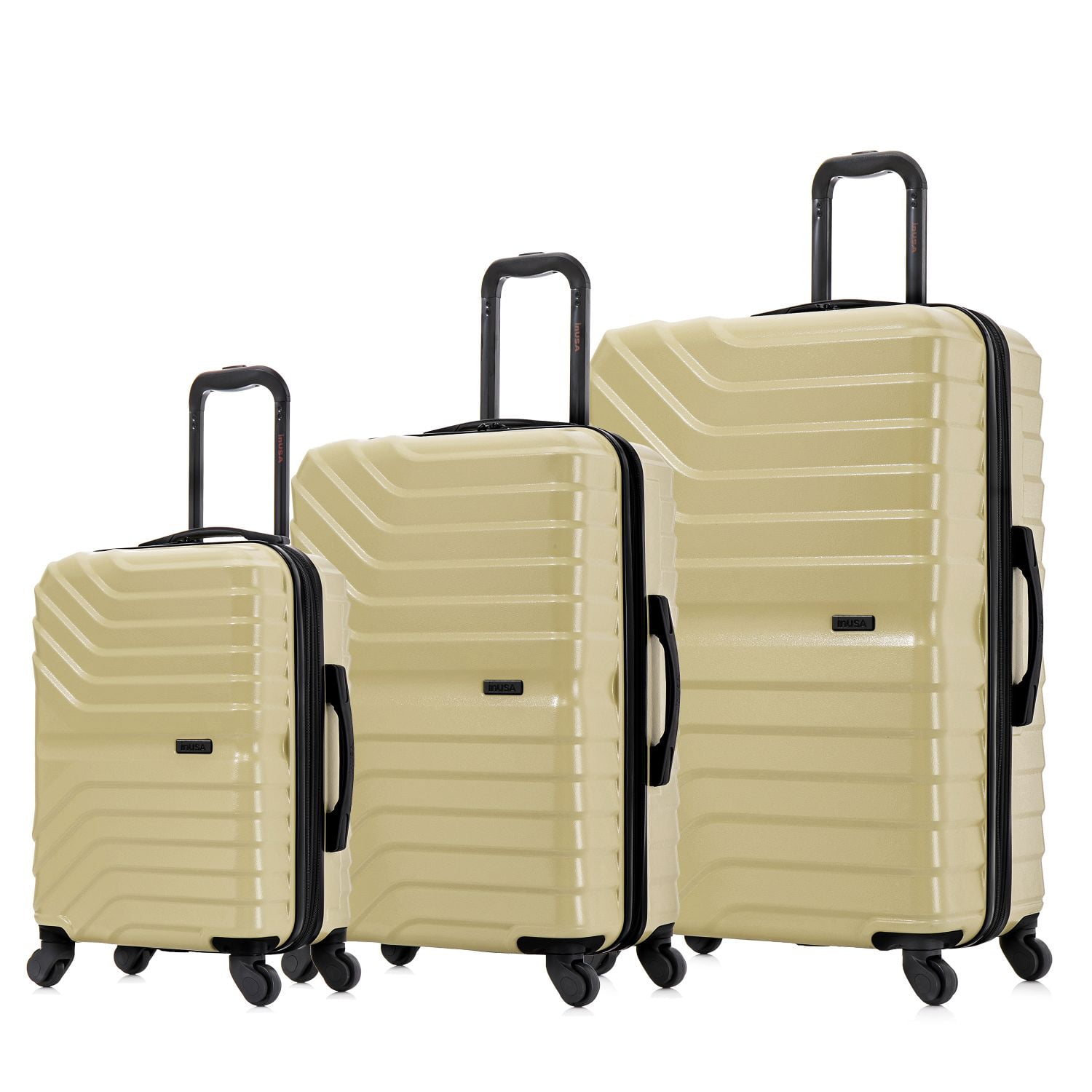 InUSA AURUM 3-Piece Hardside Luggage Sets with Spinner Wheels, Handle and Trolley, (20"/24"/28"), Champagne
