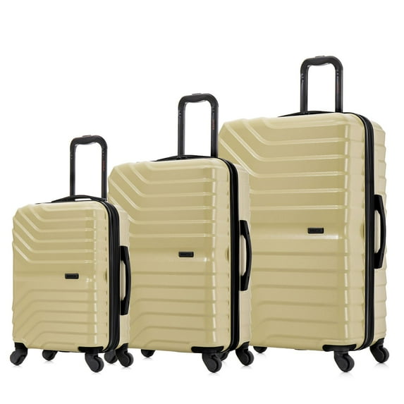 InUSA AURUM 3-Piece Hardside Luggage Sets with Spinner Wheels, Handle and Trolley, (20"/24"/28"), Champagne