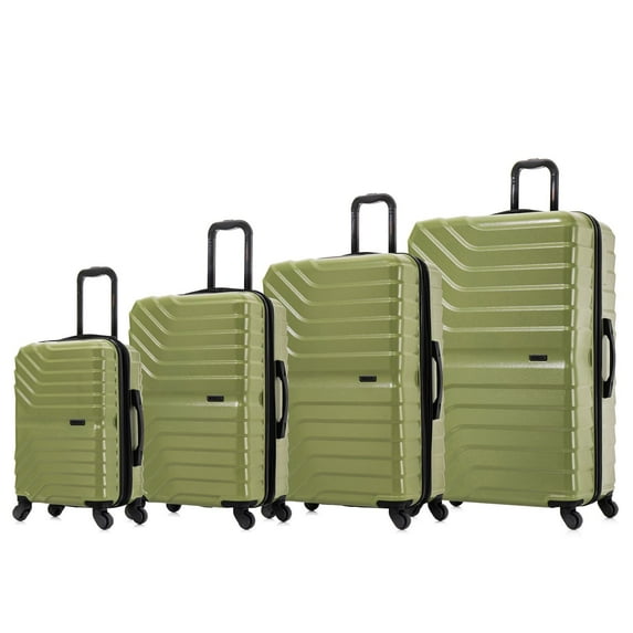 InUSA AURUM 4-Piece Hardside Luggage Sets with Spinner Wheels, Handle and Trolley, (20"/24"/28"/32"), Green