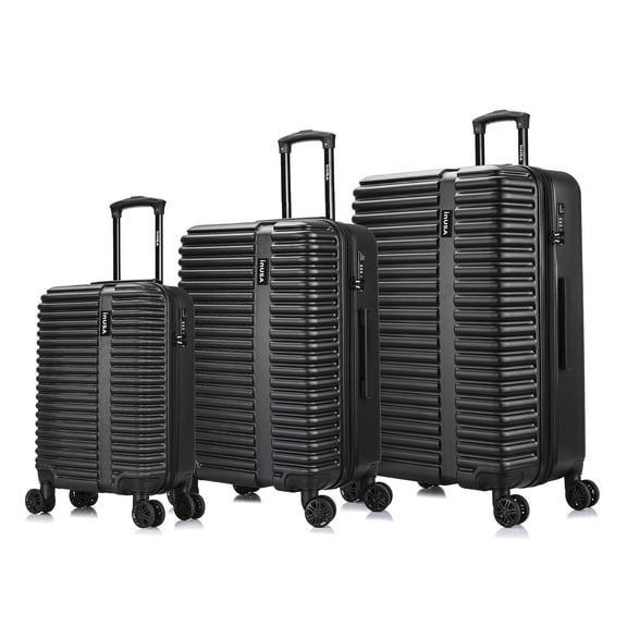 InUSA Ally 3-Piece Hardside Luggage Sets with Spinner Wheels Handle Trolley, (20"/24"/28"), Black