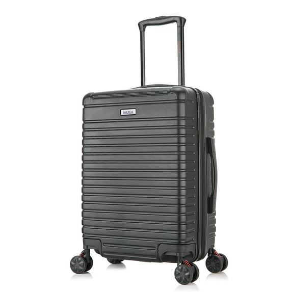 InUSA Deep 20" Hardside Lightweight Luggage with Spinner Wheels, Handle Studs, Trolley, Black