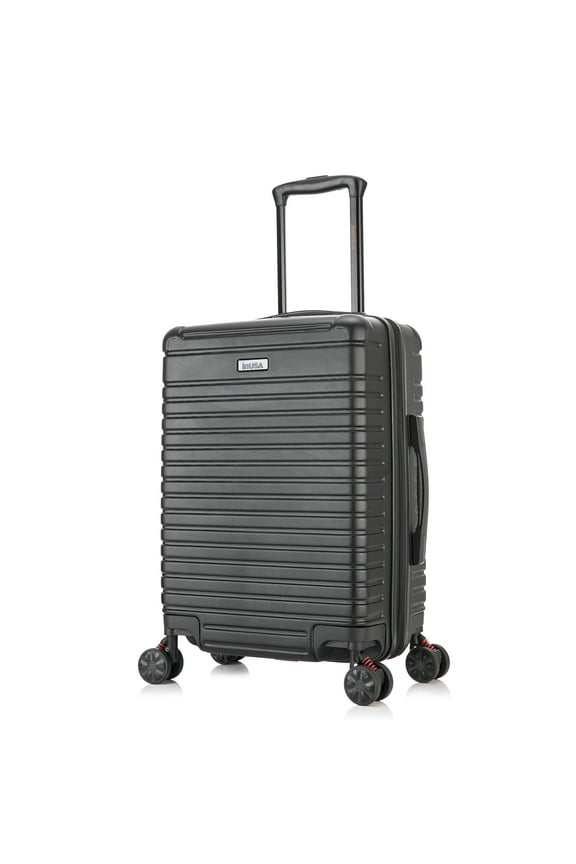 Deep 20" Hardside Lightweight Luggage with Spinner Wheels, Handle Studs, Trolley, Black