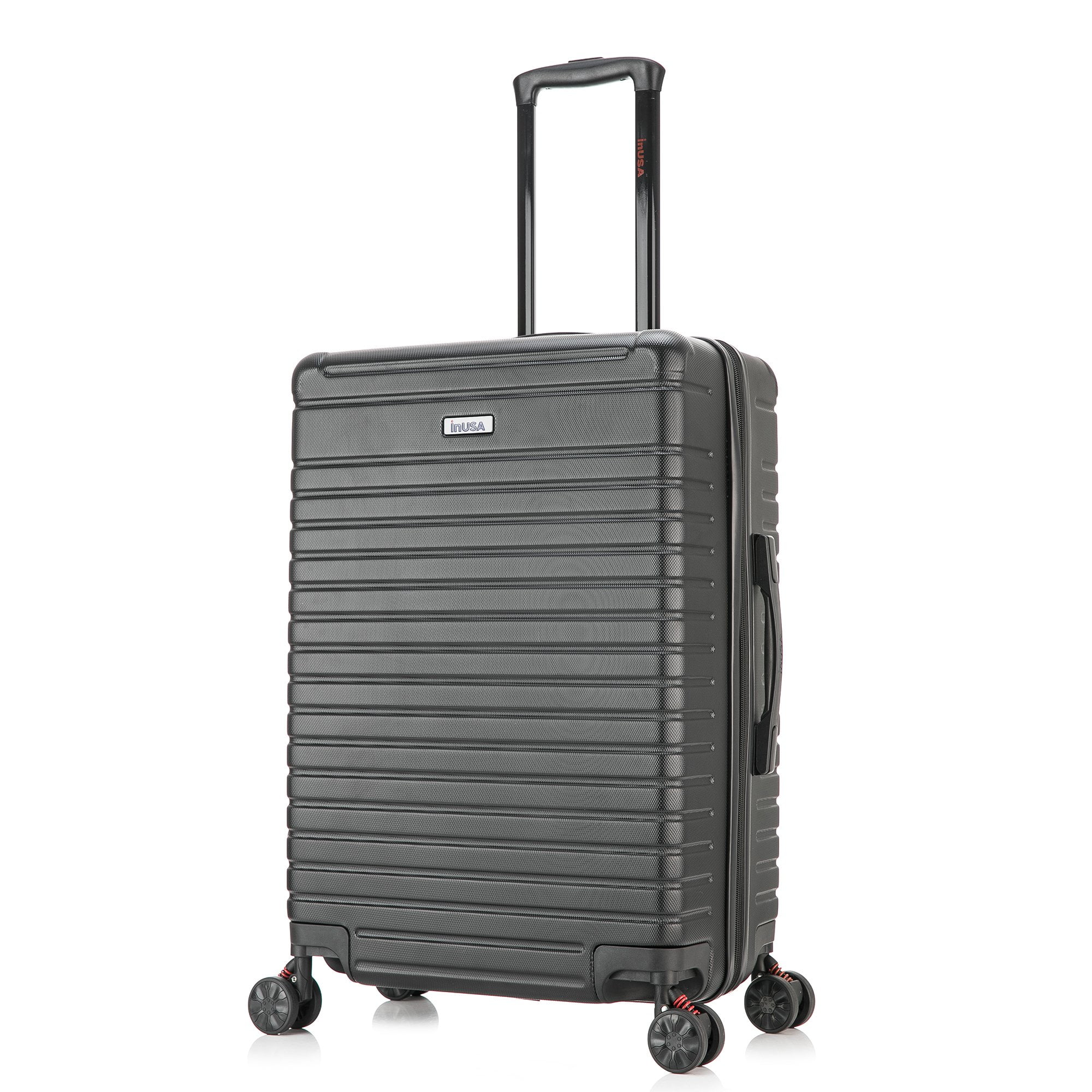 InUSA Deep 24" Hardside Lightweight Luggage with Spinner Wheels, Handle Studs, Trolley, Black