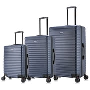 InUSA Deep 3-Piece Hardside Luggage Sets with Spinner Wheels, Handle, Trolley, 20/24/28, Blue