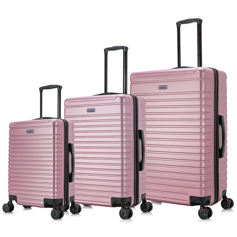 Designer Travel Luggage 3 Piece Pink Spinner Suitcase Set 20” 24” 28 –  Travell Well
