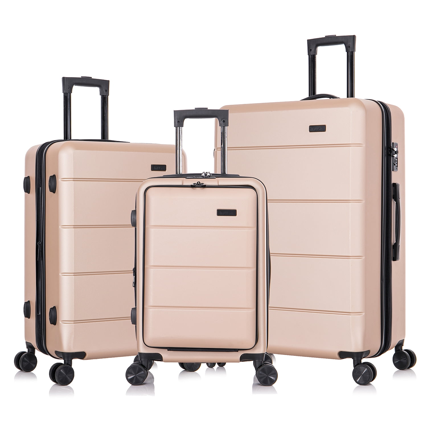 InUSA Elysian 3-Piece Hardside Luggage Sets with Spinner Wheels, Handle ...
