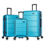 InUSA Elysian 3-Piece Hardside Luggage Sets with Spinner Wheels, Handle, Trolley, (20"/24"/28"), Teal