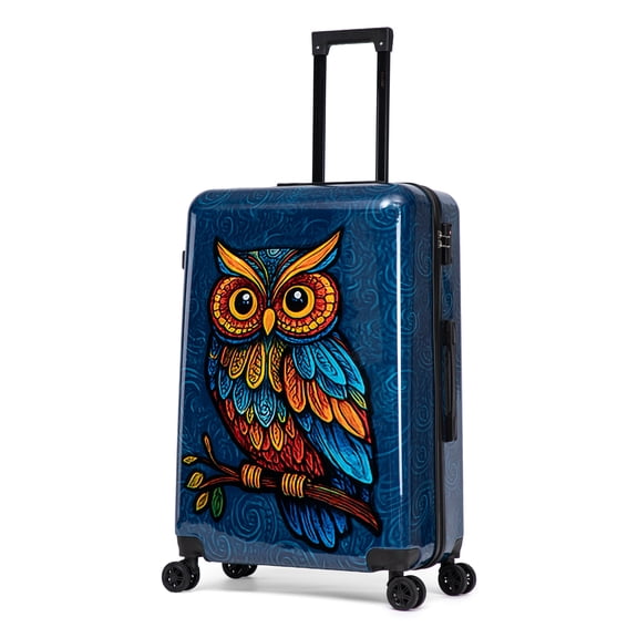 InUSA Owl Print 28-Inch Hardside Spinner Luggage Lightweight & TSA Lock