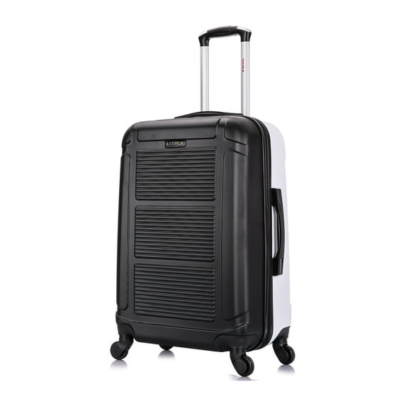 InUSA Pilot 24" Lightweight Hardside Spinner Luggage, Black/White