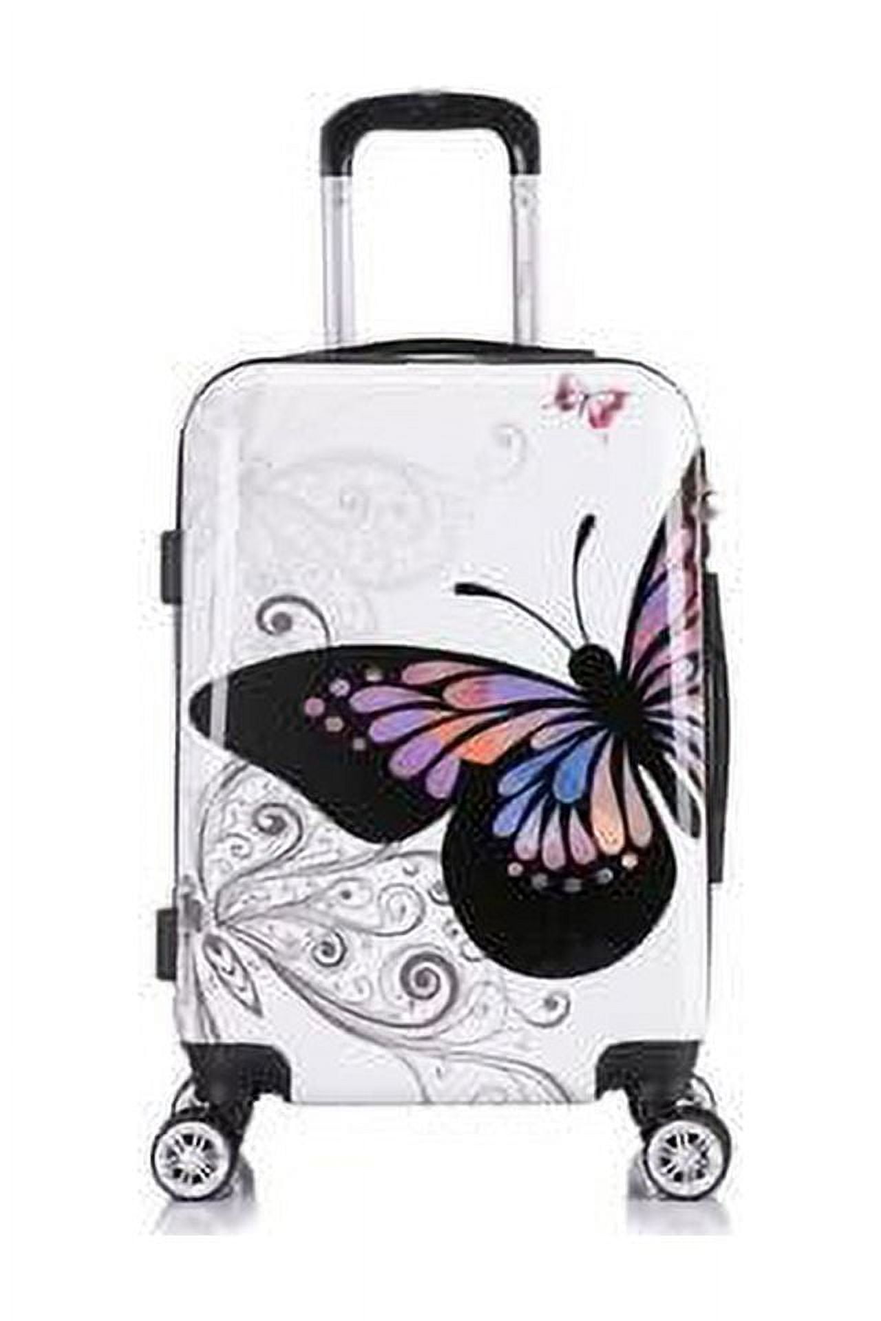 InUSA PRINTS lightweight hardside spinner 20 inch carry-on Butterfly