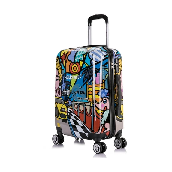 InUSA Print 20" Hardside Checked Luggage with Spinner Wheels, Handle and Trolley, Hollywood