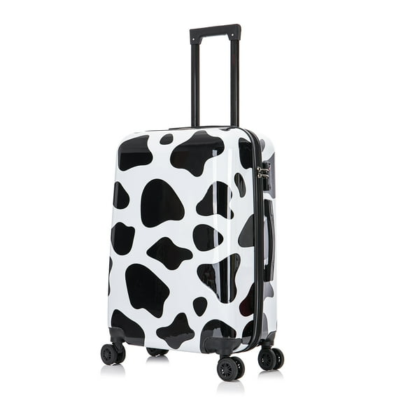 InUSA Print 24" Hardside Lightweight Luggage with Spinner Wheels, Handle and Trolley, Cow