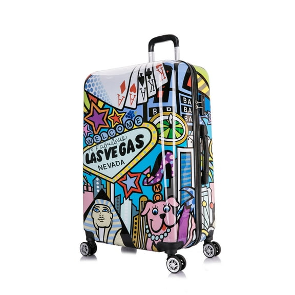 InUSA Print 28" Hardside Lightweight Luggage with Spinner Wheels, Handle and Trolley, Las Vegas