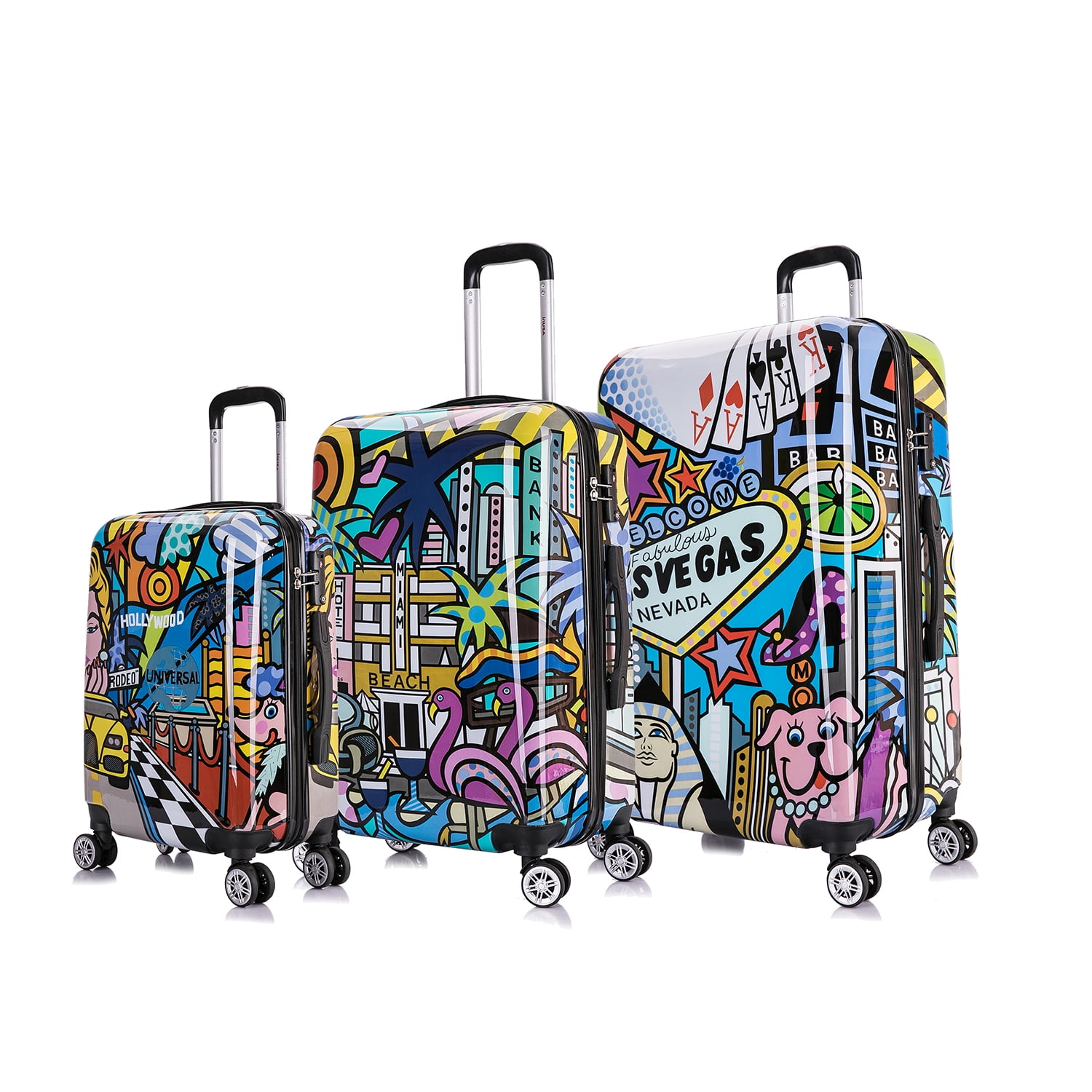 InUSA Print 3-Piece Hardside Luggage Sets with Spinner Wheels, Handle,  Trolley, (20/24/28), Cities - Walmart.com