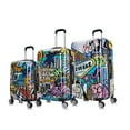 thumbnail image 1 of InUSA Print 3-Piece Hardside Luggage Sets with Spinner Wheels, Handle, Trolley, (20"/24"/28"), Cities, 1 of 11