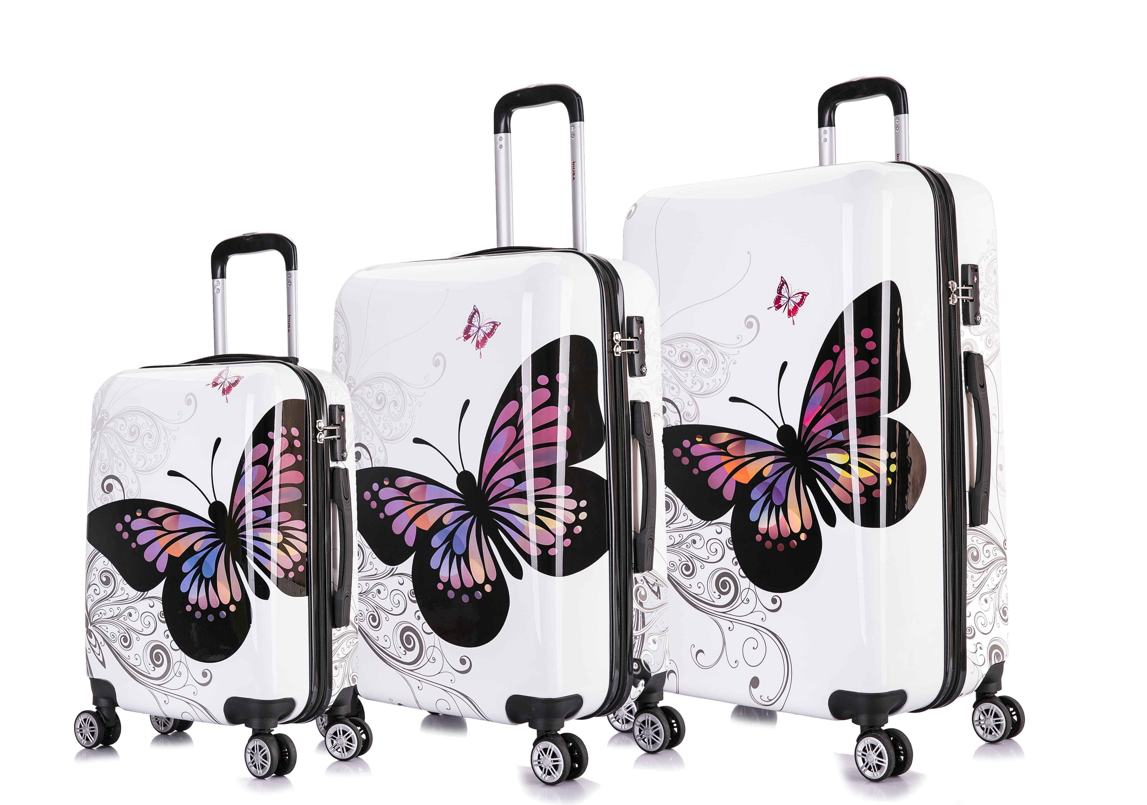 InUSA Prints 3Piece Hardside Luggage Sets with Spinner Wheels, Handle