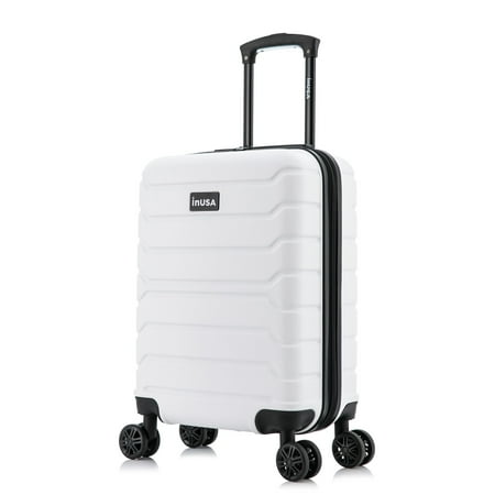 InUSA Trend 20" Hardside Lightweight Luggage with Spinner Wheels, Handle, and Trolley, White