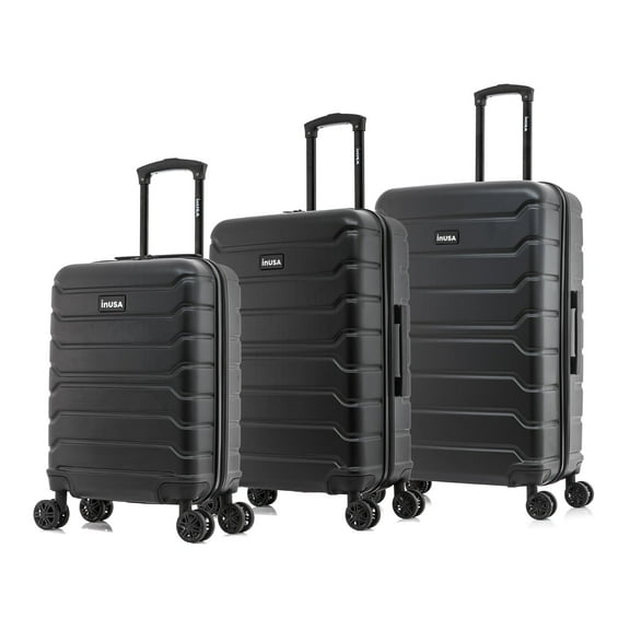 InUSA Trend 3-Piece Hardside Luggage Sets with Spinner Wheels, Handle, Trolley, (20"/24"/28"), Black