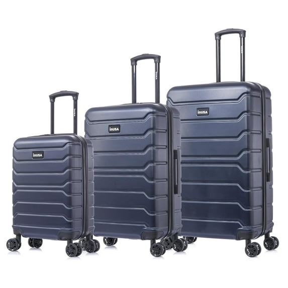 InUSA Trend 3-Piece Hardside Luggage Sets with Spinner Wheels, Handle, Trolley, (20"/24"/28"), Blue