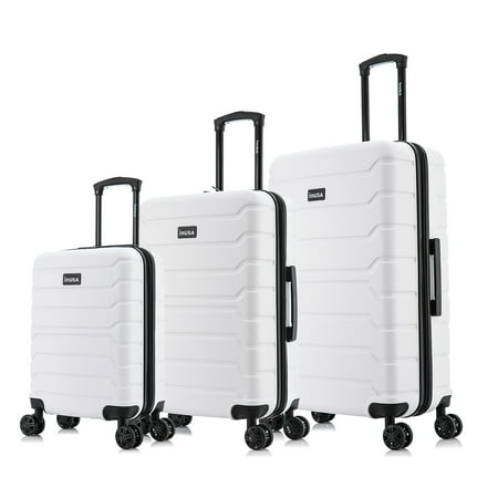InUSA Trend 3-Piece Hardside Luggage Sets with Spinner Wheels, Handle, Trolley, (20"/24"/28"), White