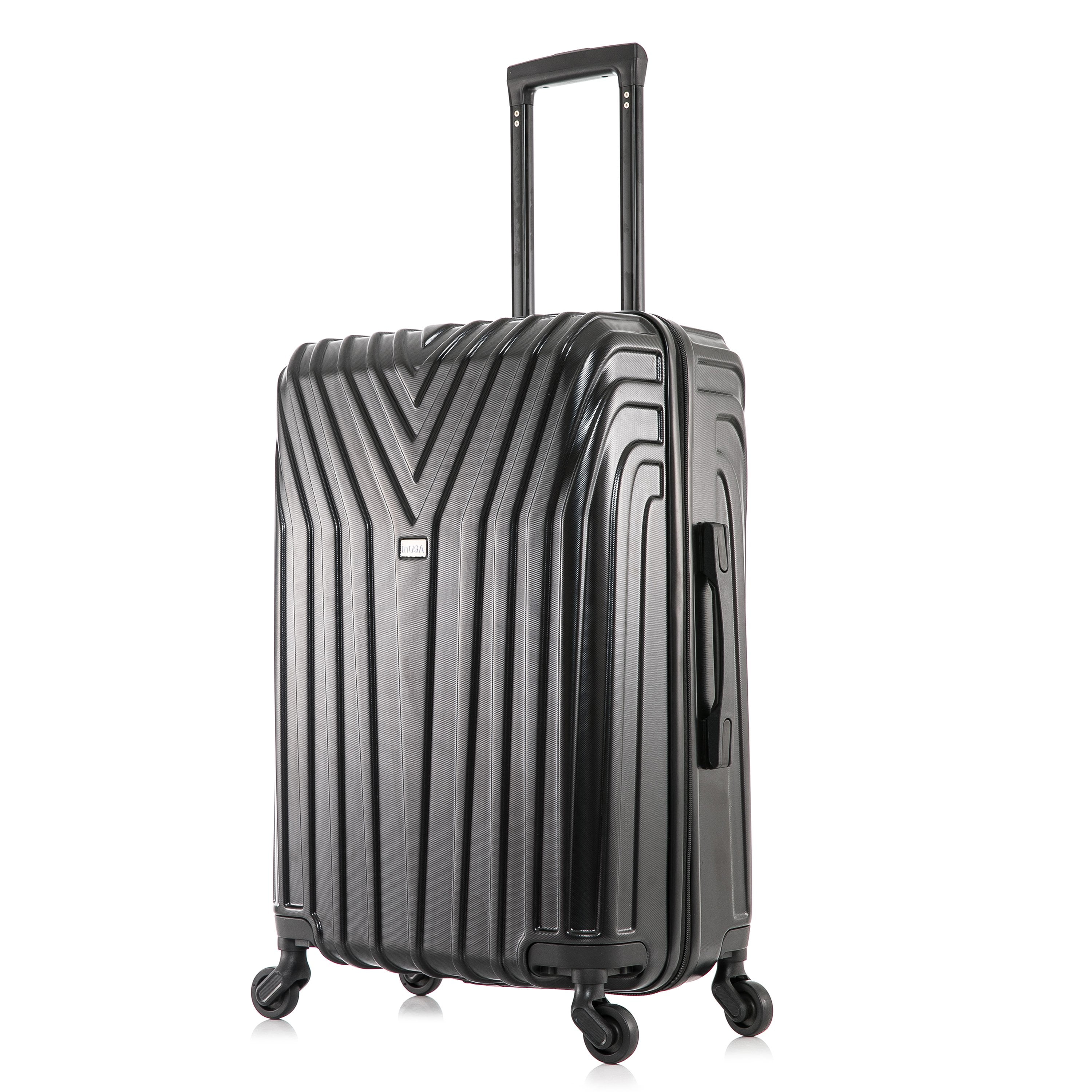 InUSA Vasty 24" Hardside Lightweight Luggage with Spinner Wheels, Handle, and Trolley, Black