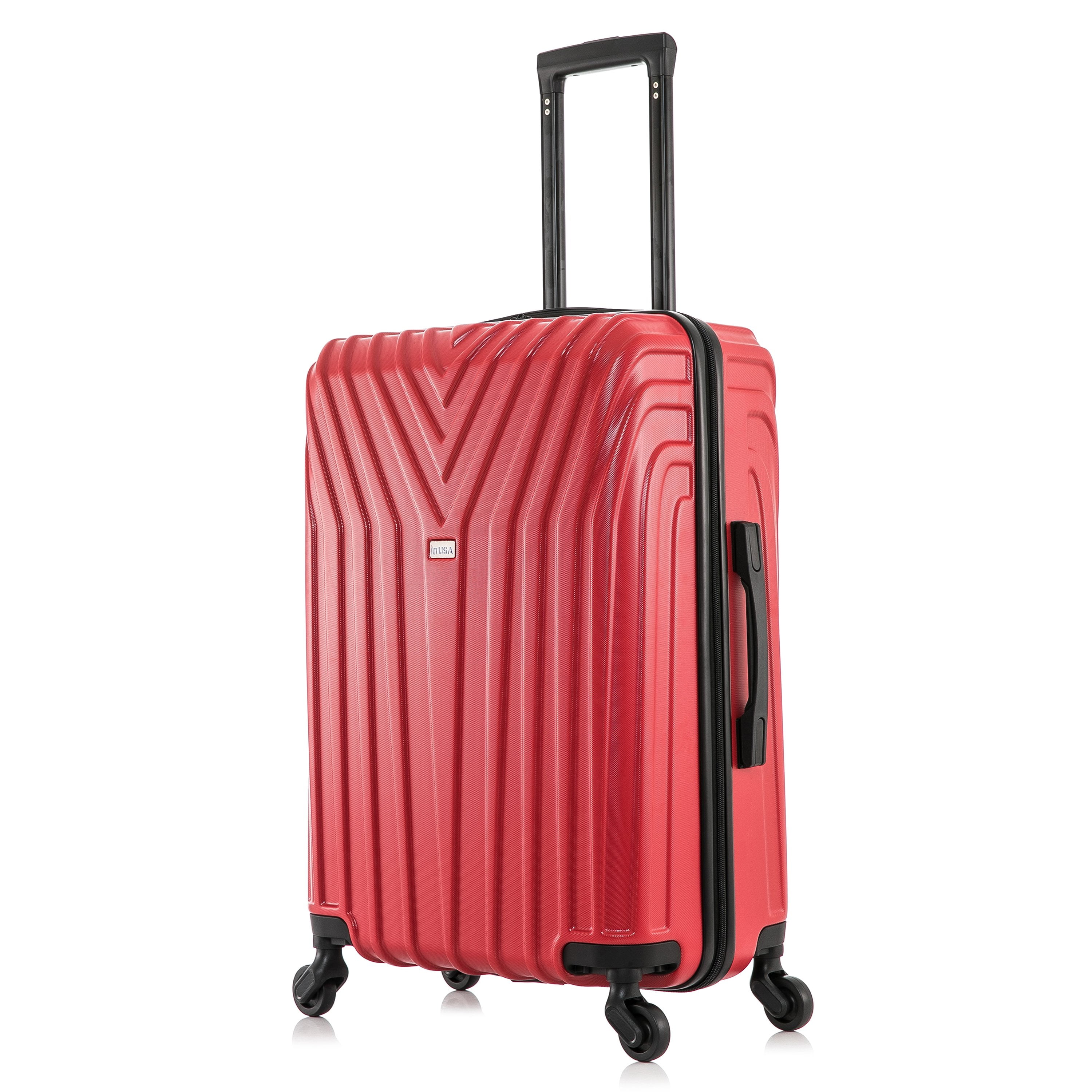 InUSA Vasty 24" Hardside Lightweight Luggage with Spinner Wheels, Handle, and Trolley, Red
