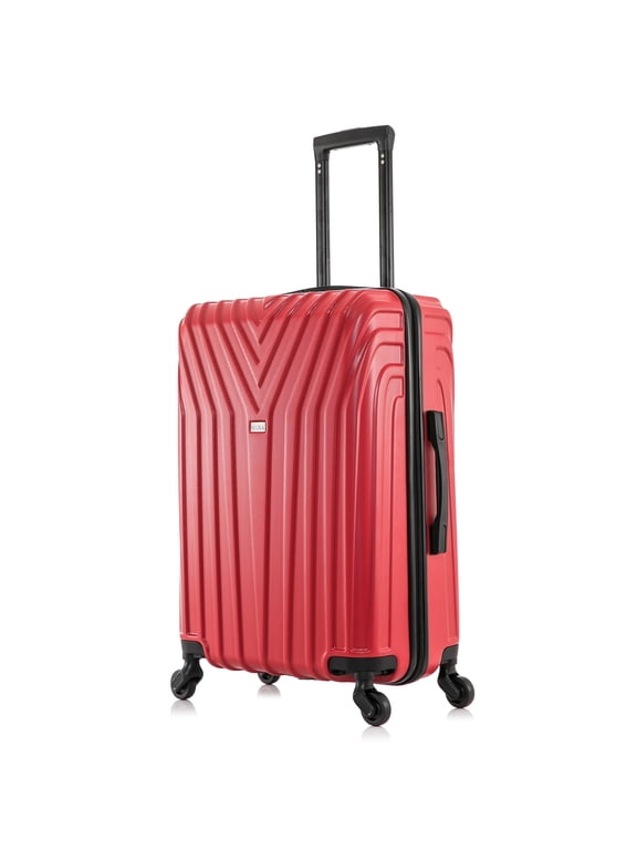 Vasty 24" Hardside Lightweight Luggage with Spinner Wheels, Handle, and Trolley, Red