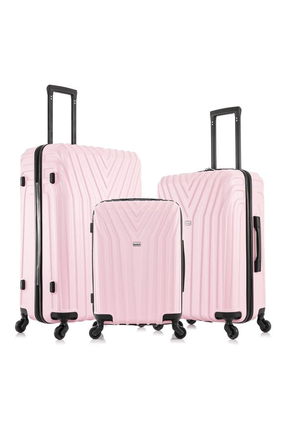 Vasty 3-Piece Hardside Luggage Sets with Spinner Wheels, Handle, and Trolley, (20"/24"/28"), Pink