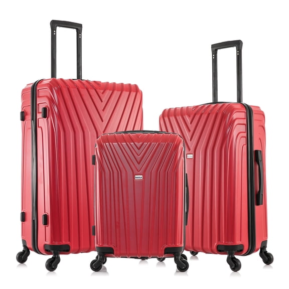 InUSA Vasty 3-Piece Hardside Luggage Sets with Spinner Wheels, Handle, and Trolley, (20"/24"/28"), Red