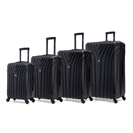InUSA Vasty Lightweight Hardside Spinner 4 Piece Luggage Set 20"/24"/28"/32" Black