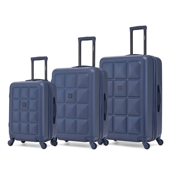 InUSA Vertex 3-Piece Hardside Spinner Luggage Set 20/24/28-Inch in Blue