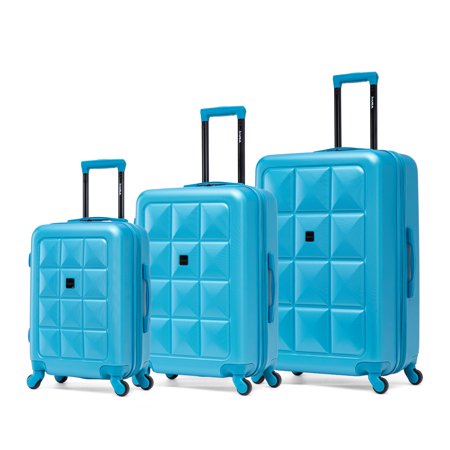 InUSA Vertex 3-Piece Hardside Spinner Luggage Set 20/24/28-Inch in Teal