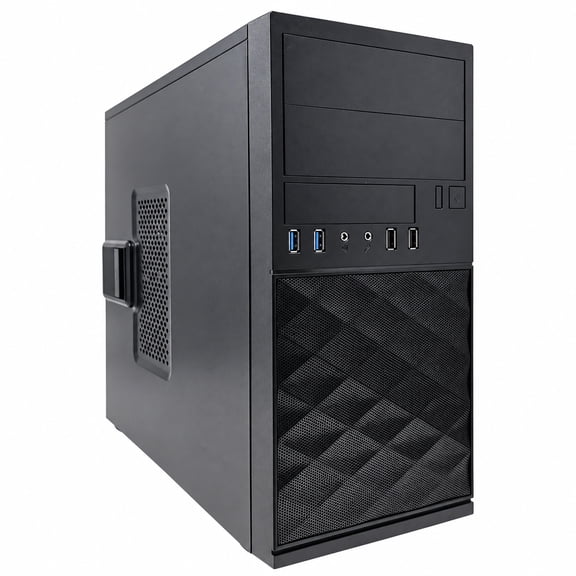 InWin EFS052 Micro-ATX Mini Tower PC Case with 450W Power Supply Pre-Installed, 7 Drive Bays, 92mm Rear Fan, USB 3.0 Front Ports, Supports 305mm GPU, Tool-Free, Black